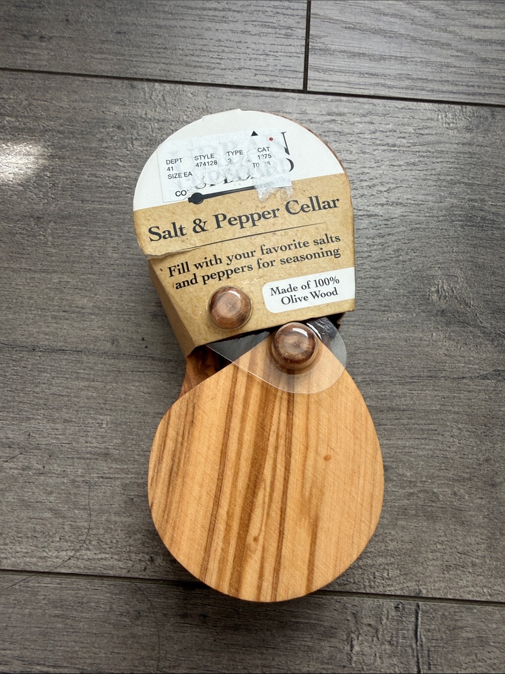 Olive Wood Salt & Pepper Cellar - Natural Wood Grain
